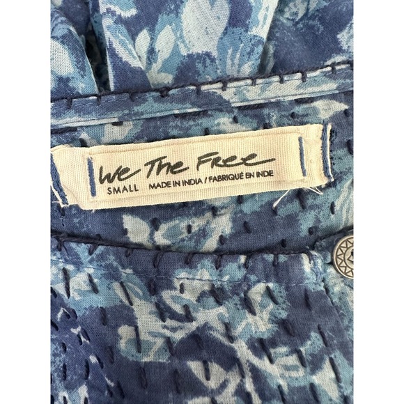 We the Free blue floral long sleeves boho tunic blouse size Small - Picture 3 of 12